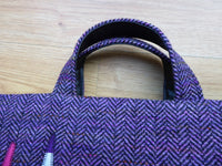 Silver, purple and pink trees appliqued on to Ann`s variegated Tweed Tote Bag