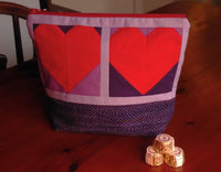 VALENTINE Two Hearts Patchwork Pouch
