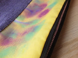 Bolso de accesorios con cremallera de tweed tejido y pintado a mano