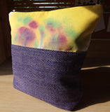 Bolso de accesorios con cremallera de tweed tejido y pintado a mano