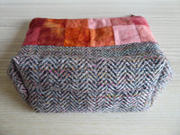 Batik Cotton Postage Stamp Patchwork and Tweed Zipped Pouch SOLD OUT