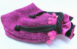 Hot fuschia pink draw tie tweed bag